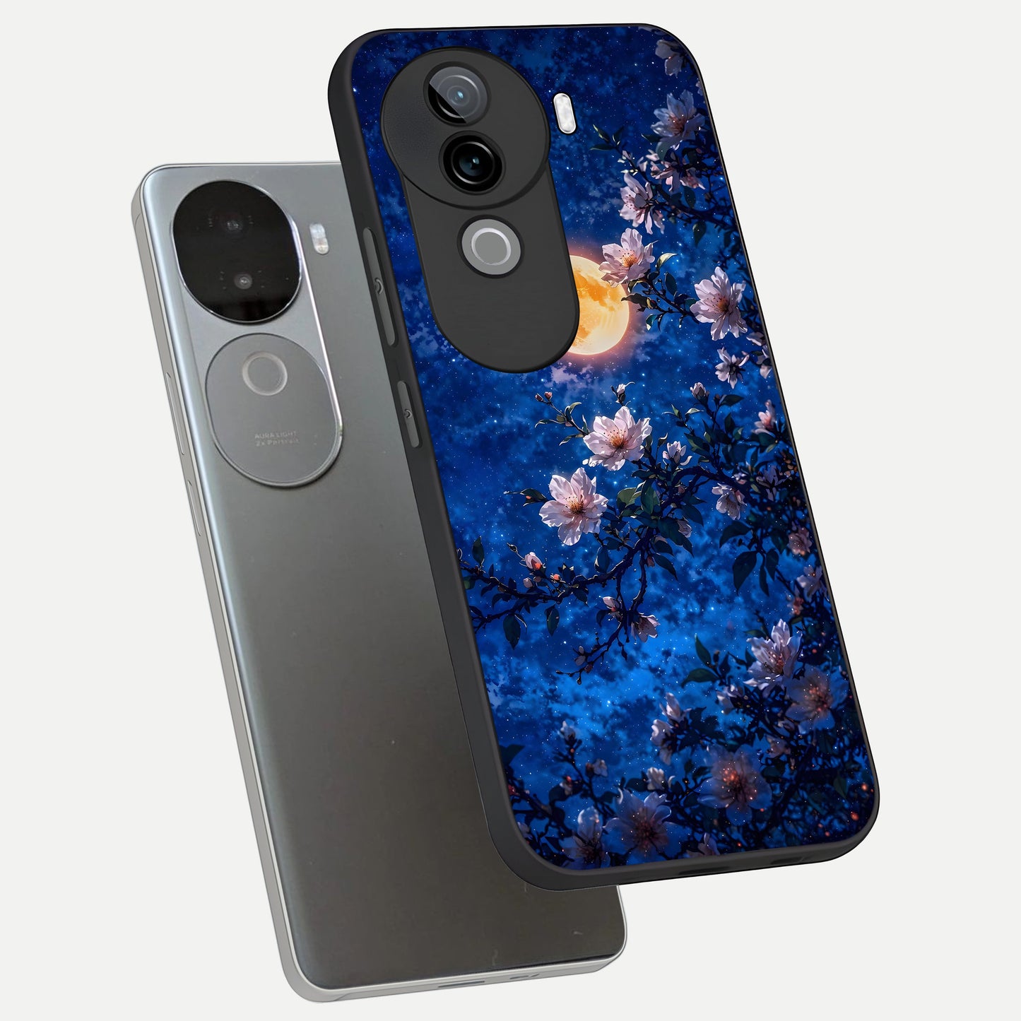  Moonlit Blossoms Night phone case for iQOO Z9s showing premium glass back cover with detailed artwork