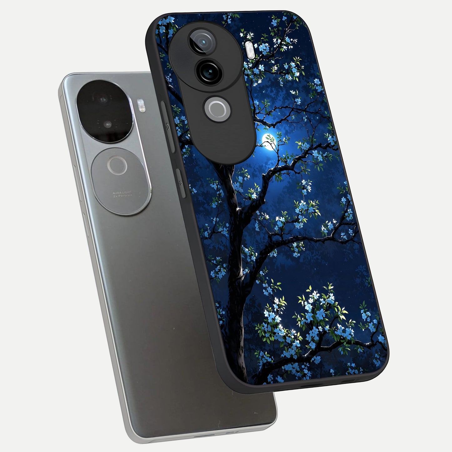  Mystic Floral Night phone case for iQOO Z9s showing premium glass back cover with detailed artwork