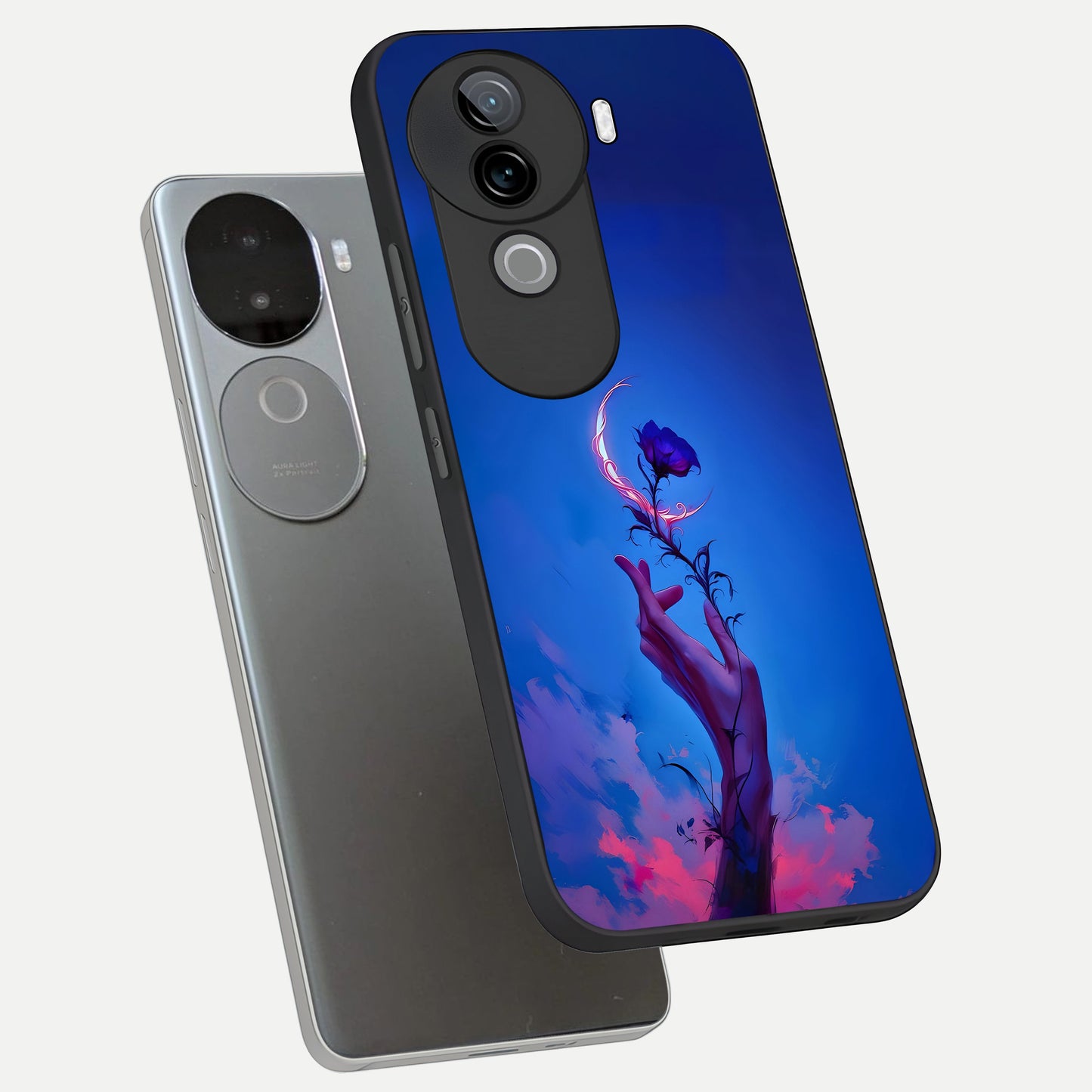  Mystic Hand phone case for iQOO Z9s showing premium glass back cover with detailed artwork