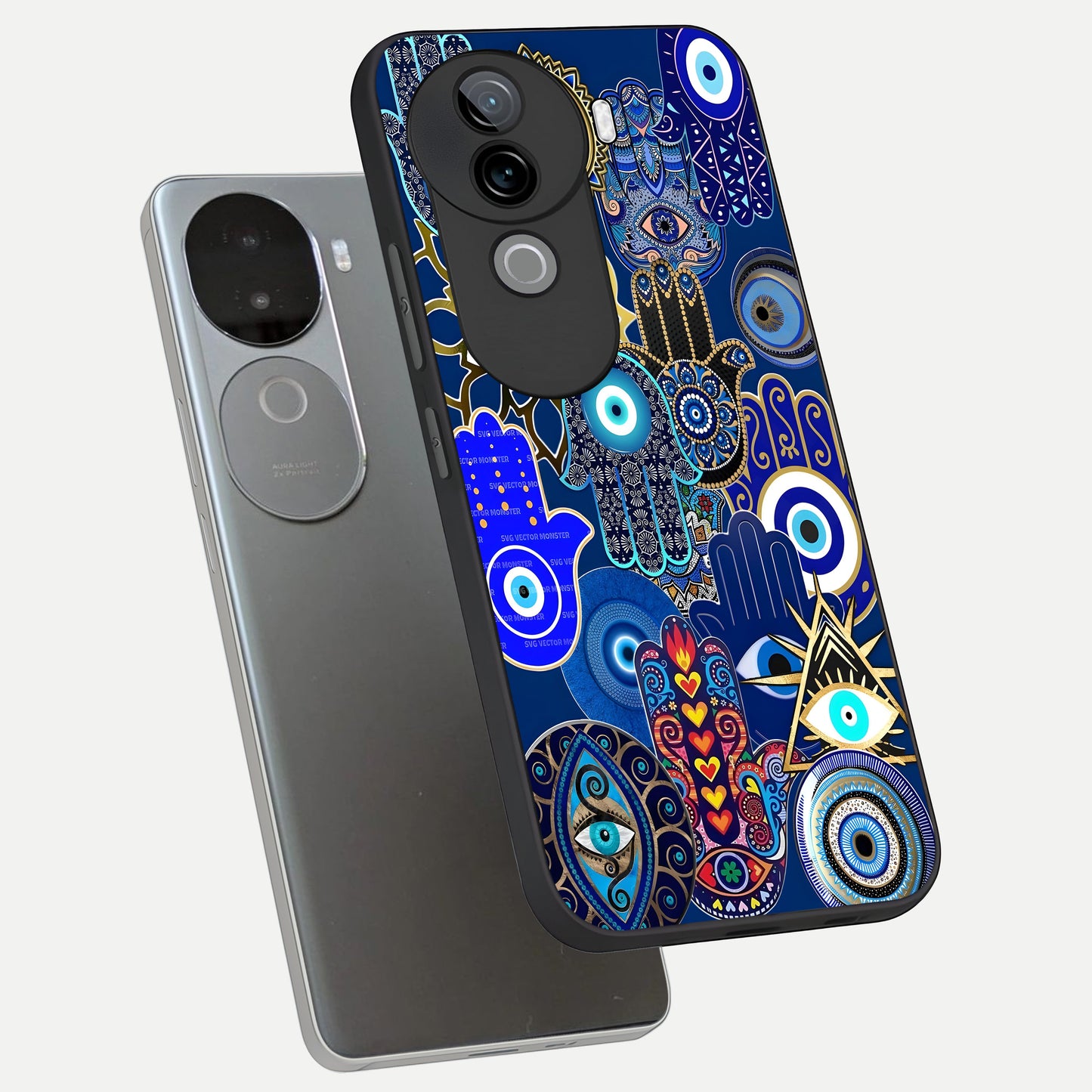  Mystic Palm Guard phone case for iQOO Z9s showing premium glass back cover with detailed artwork