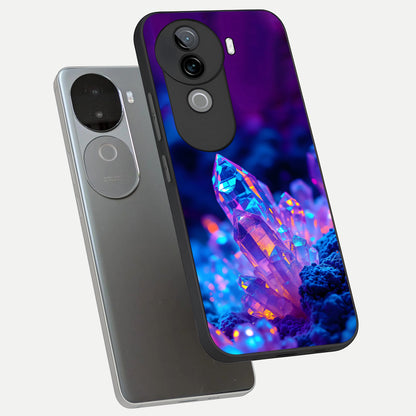  Neon Aura Shards phone case for iQOO Z9s showing premium glass back cover with detailed artwork