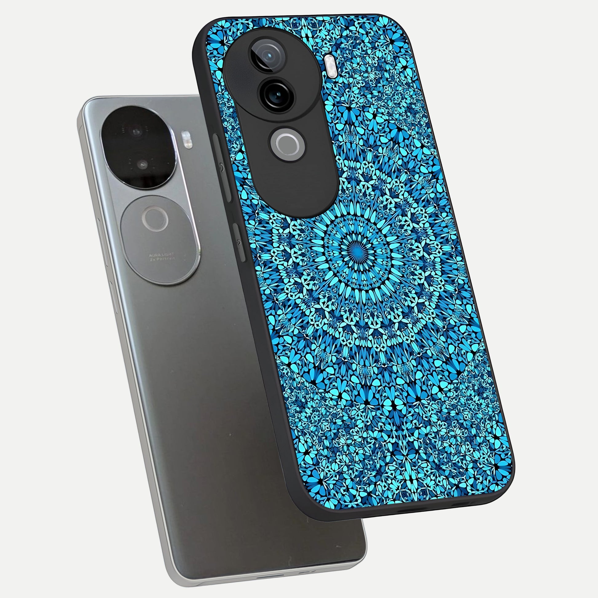  Ocean Bloom Mandala phone case for iQOO Z9s showing premium glass back cover with detailed artwork