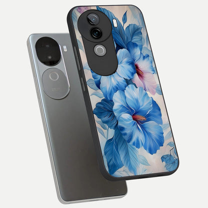  Ocean Hibiscus Grace phone case for iQOO Z9s showing premium glass back cover with detailed artwork