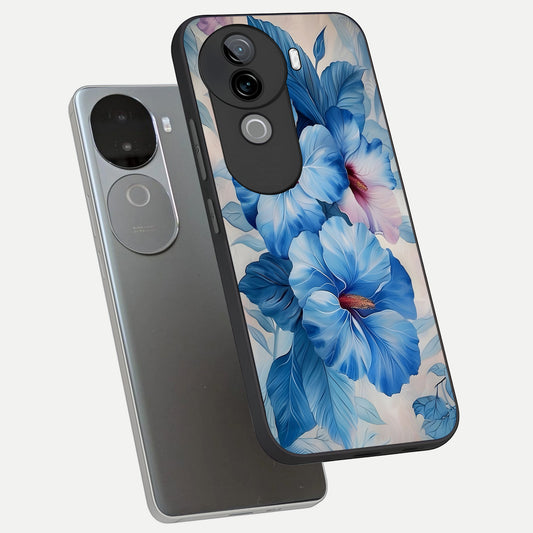  Ocean Hibiscus Grace phone case for iQOO Z9s showing premium glass back cover with detailed artwork