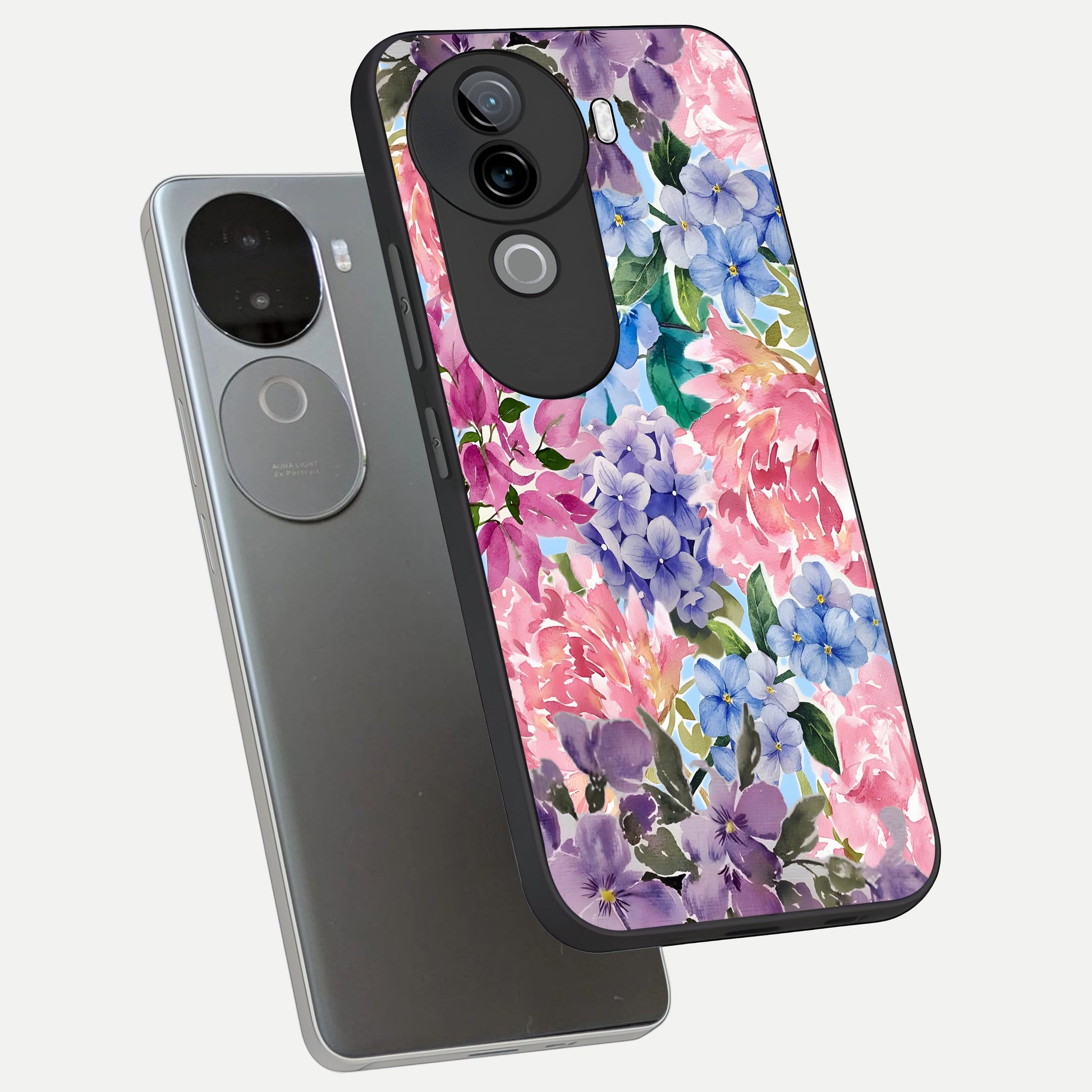  Pastel Floral Mix phone case for iQOO Z9s showing premium glass back cover with detailed artwork