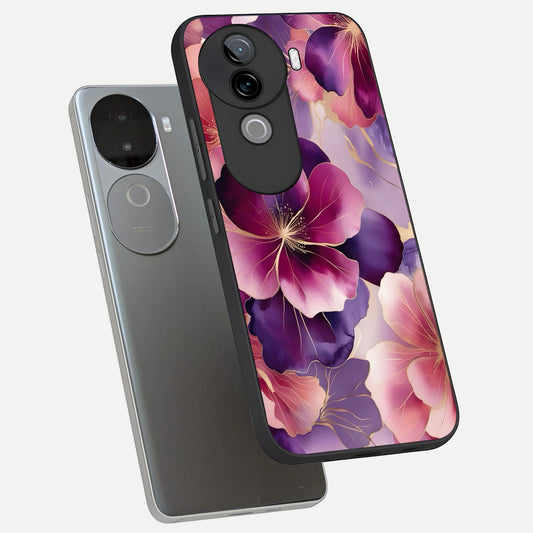  Pink Bouquet Florals phone case for iQOO Z9s showing premium glass back cover with detailed artwork