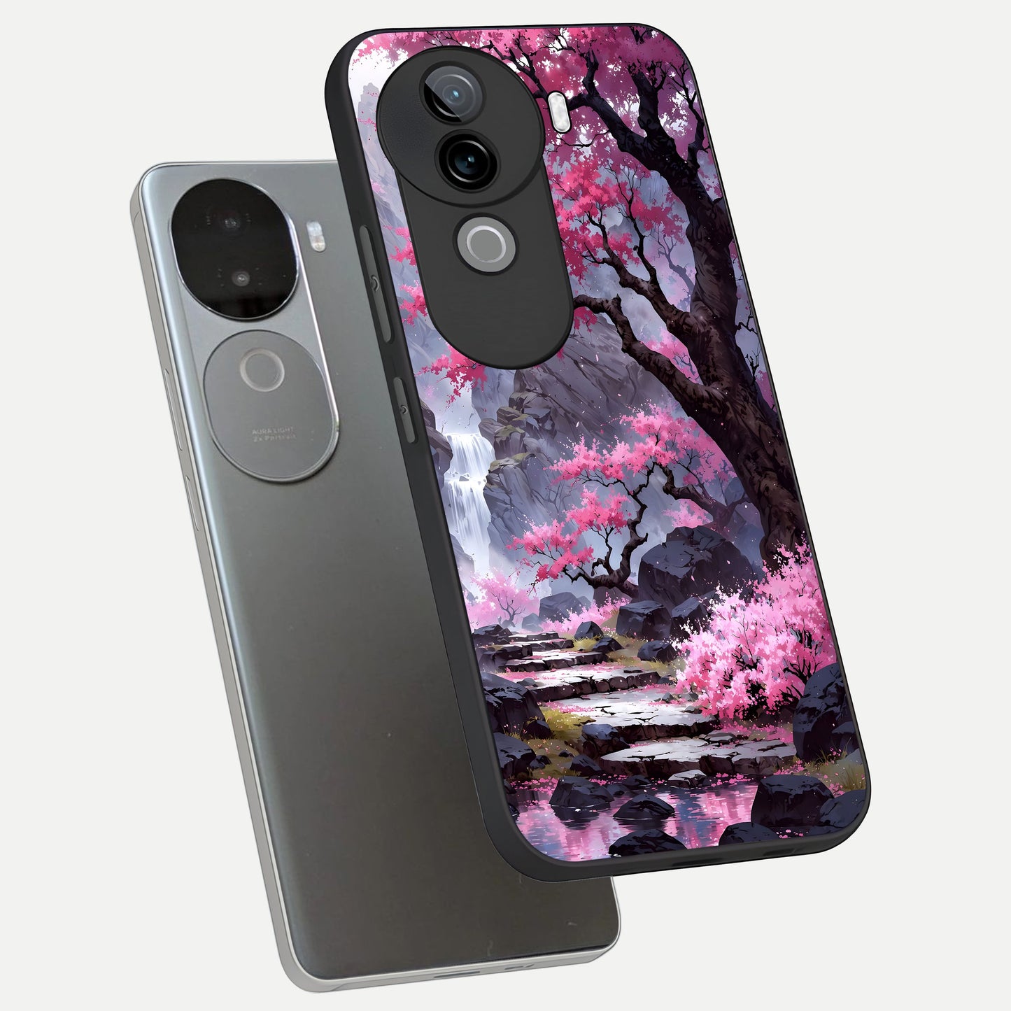  Pink Sunflower Glow phone case for iQOO Z9s showing premium glass back cover with detailed artwork