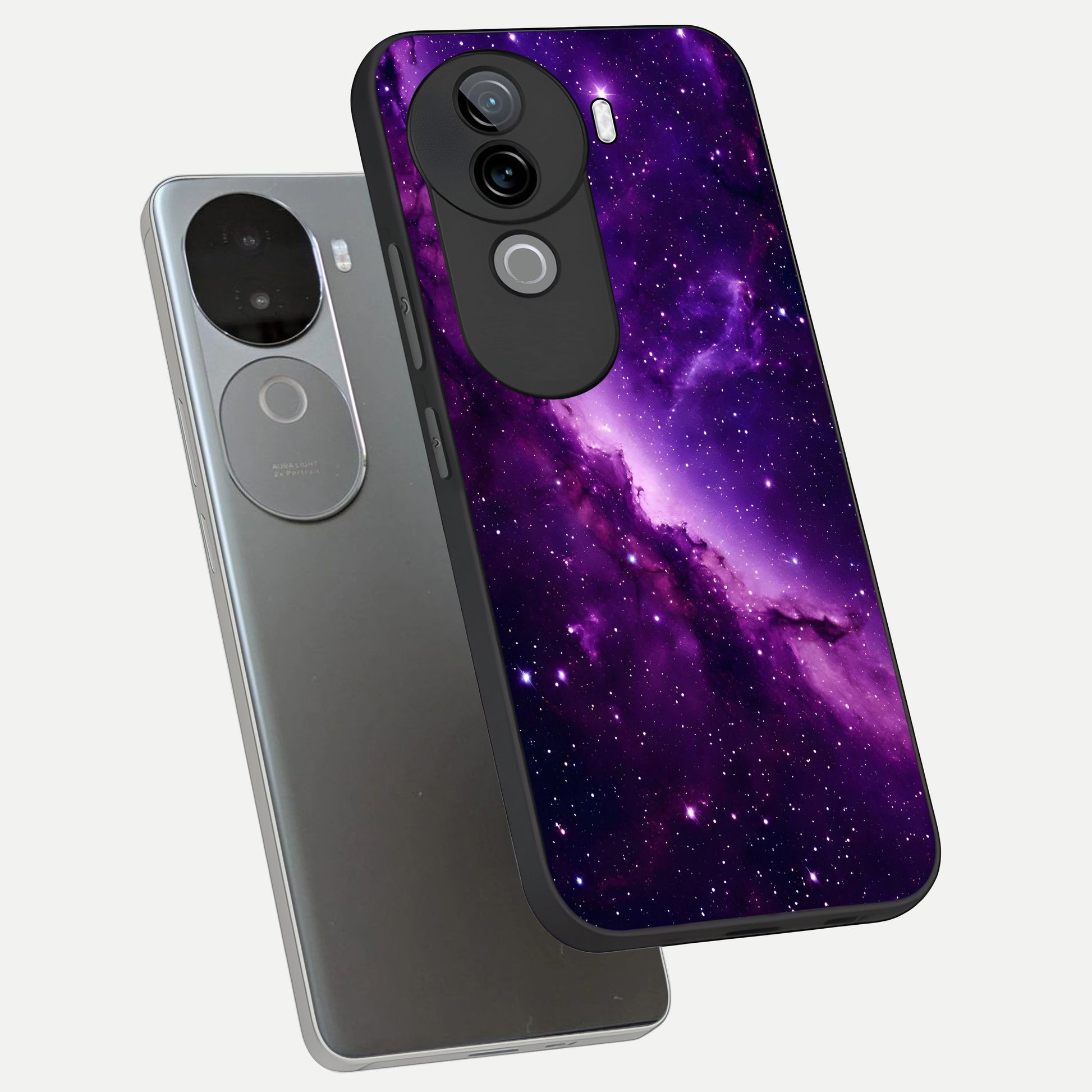  Purple Shade Sky phone case for iQOO Z9s showing premium glass back cover with detailed artwork