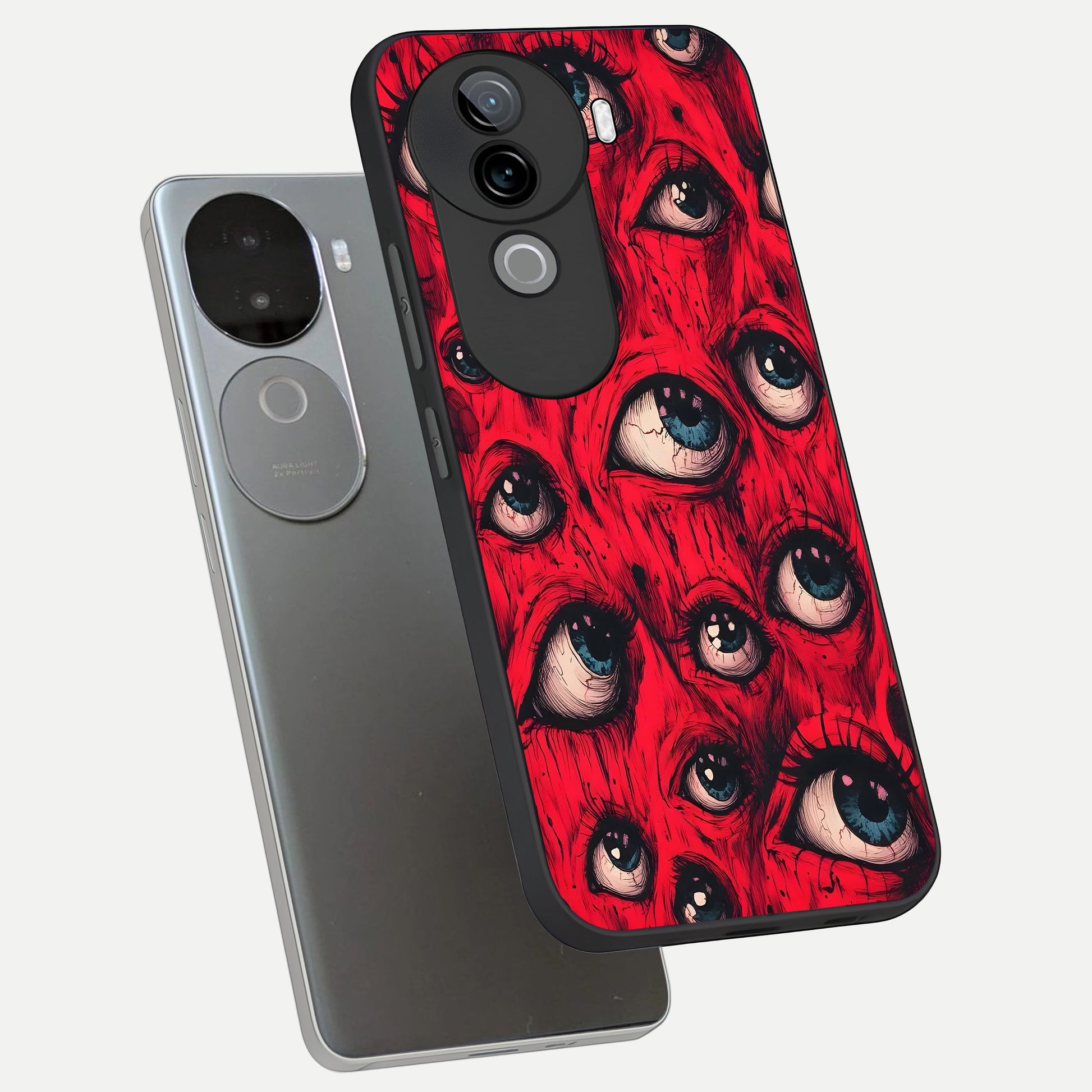  Red Eyes Pattern phone case for iQOO Z9s showing premium glass back cover with detailed artwork