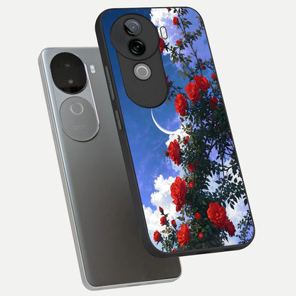  Rose Drift Flowers phone case for iQOO Z9s showing premium glass back cover with detailed artwork