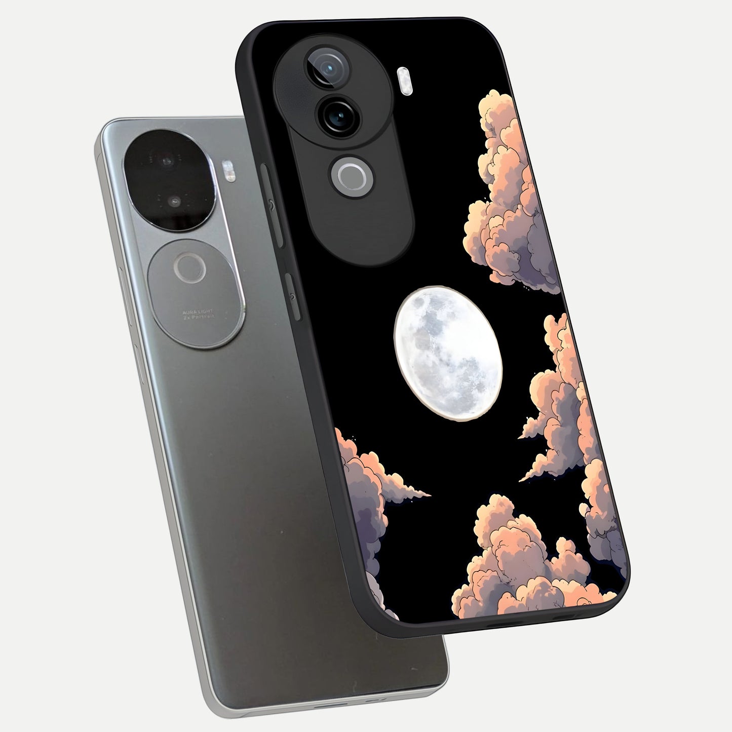  Shade Cloud Moon phone case for iQOO Z9s showing premium glass back cover with detailed artwork