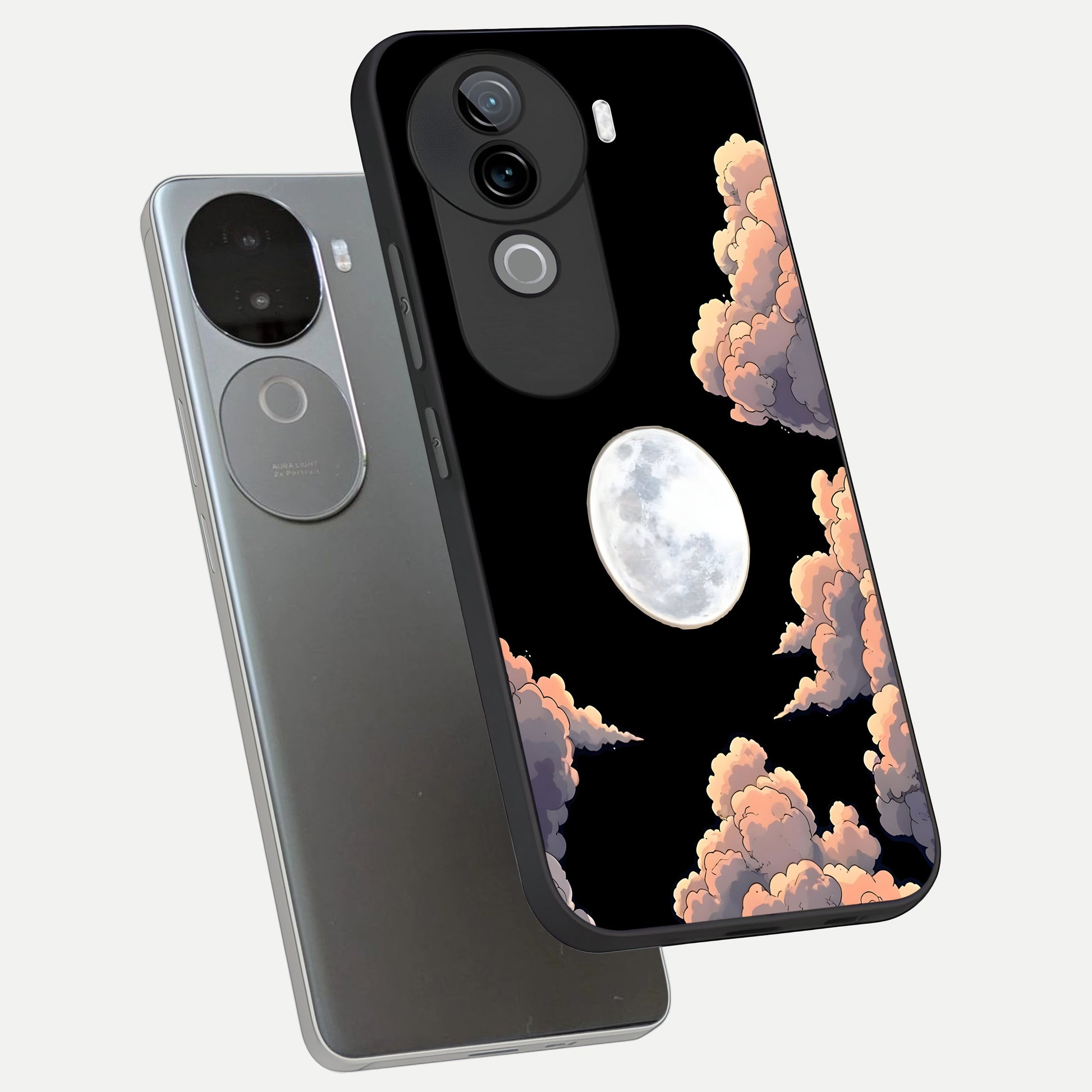  Shade Cloud Moon phone case for iQOO Z9s showing premium glass back cover with detailed artwork