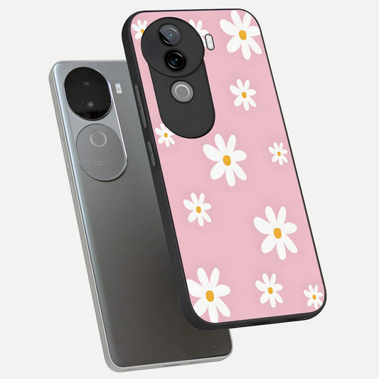  Soft Daisy Bliss phone case for iQOO Z9s showing premium glass back cover with detailed artwork