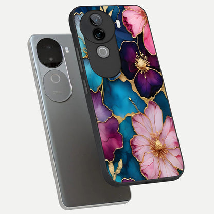  Sparkle Floral phone case for iQOO Z9s showing premium glass back cover with detailed artwork