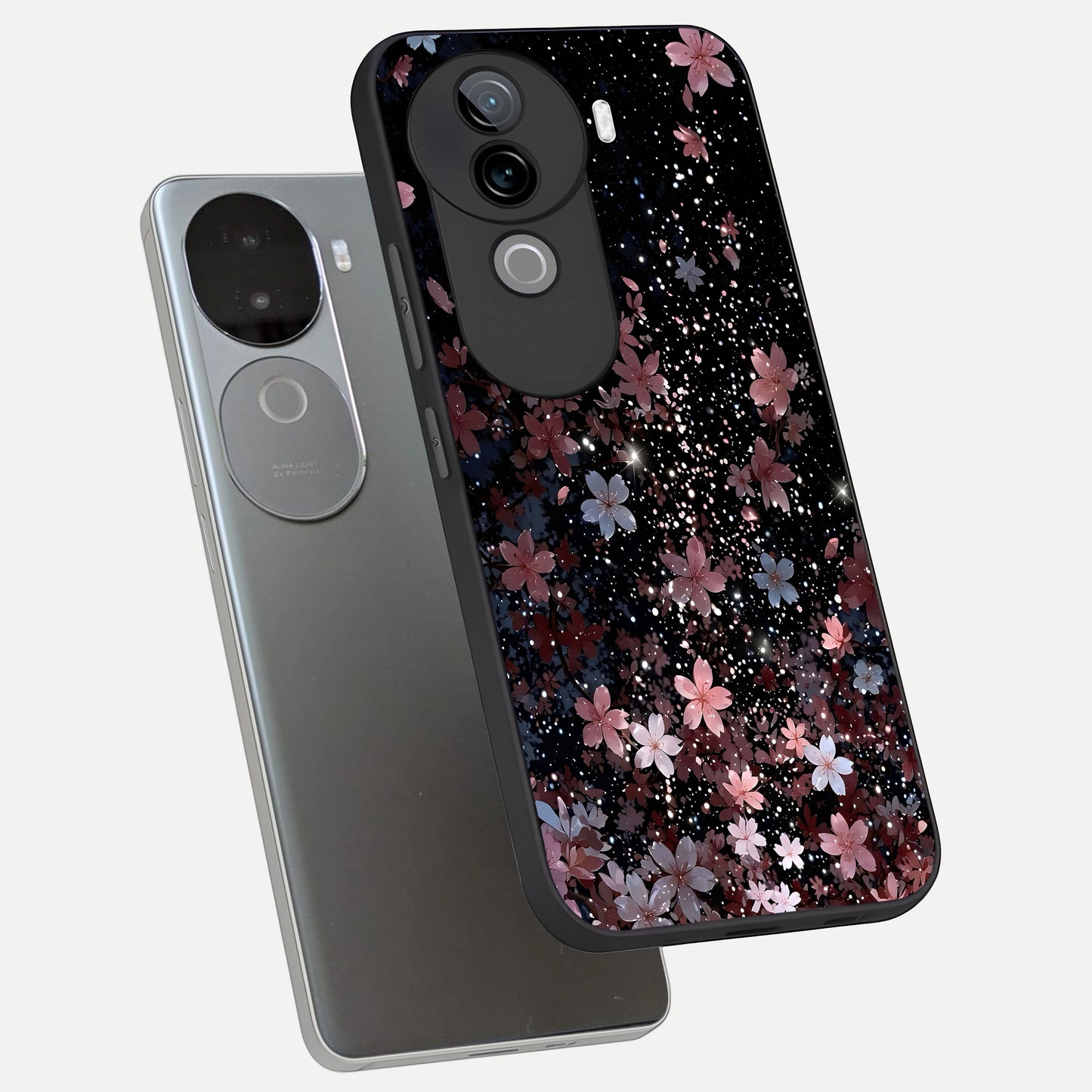  Starlit Flower Dreams phone case for iQOO Z9s showing premium glass back cover with detailed artwork
