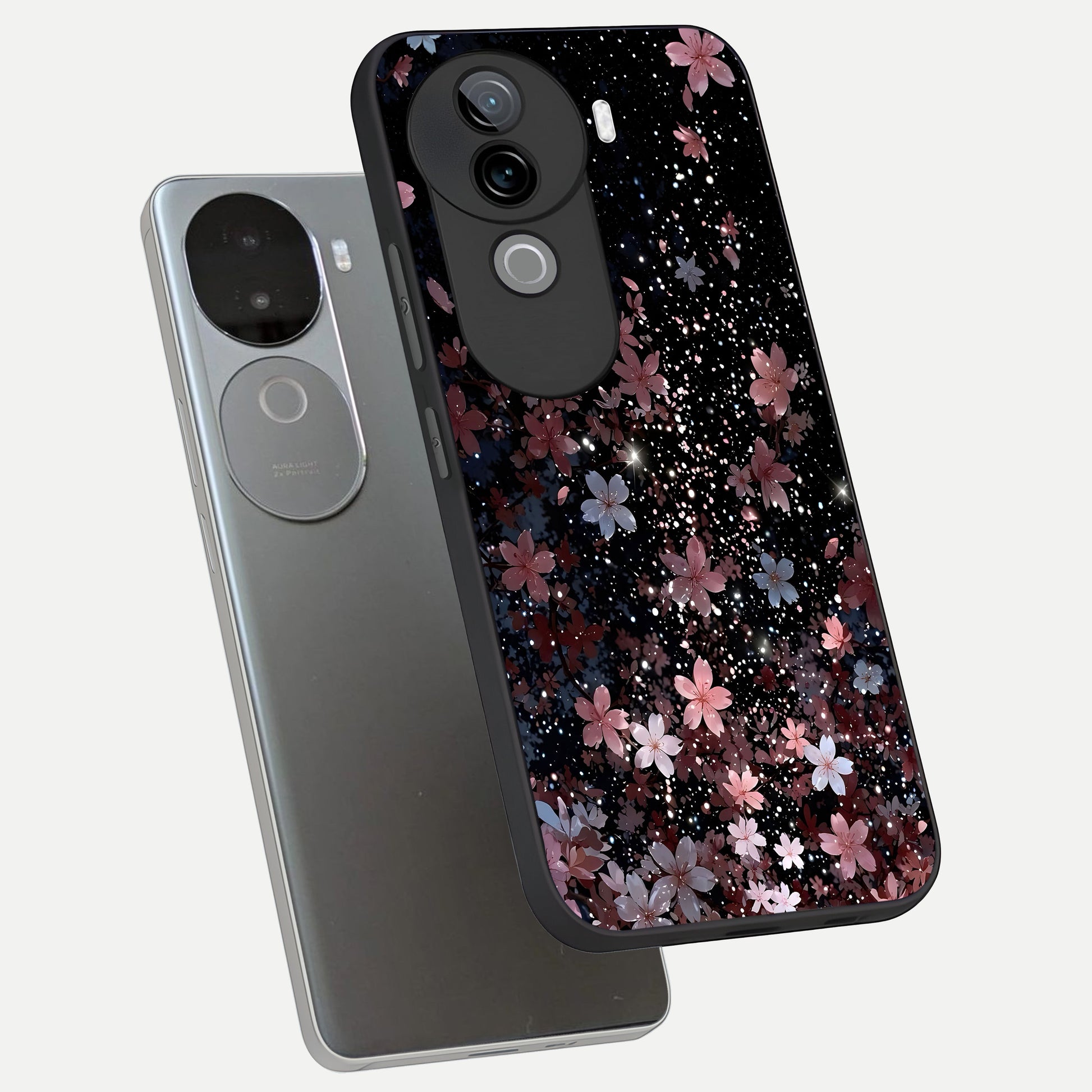  Starlit Flower Dreams phone case for iQOO Z9s showing premium glass back cover with detailed artwork