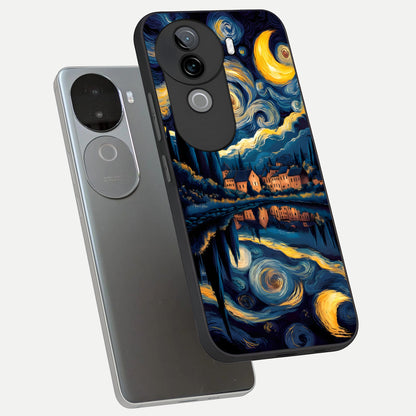 Starry Sky Serenity phone case for iQOO Z9s showing premium glass back cover with detailed artwork