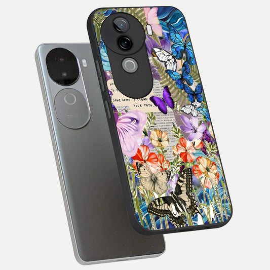  Storm Path Bloom phone case for iQOO Z9s showing premium glass back cover with detailed artwork
