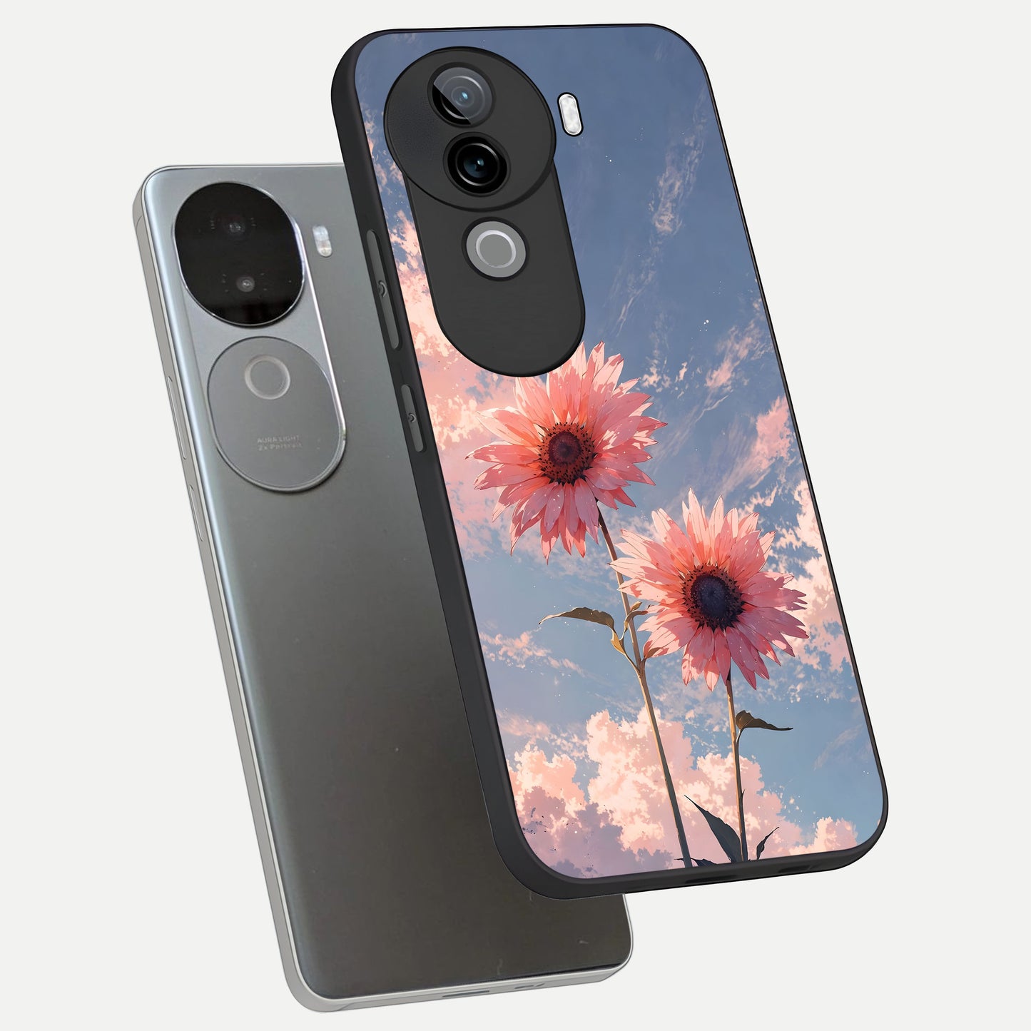  Sun Moon Balance phone case for iQOO Z9s showing premium glass back cover with detailed artwork