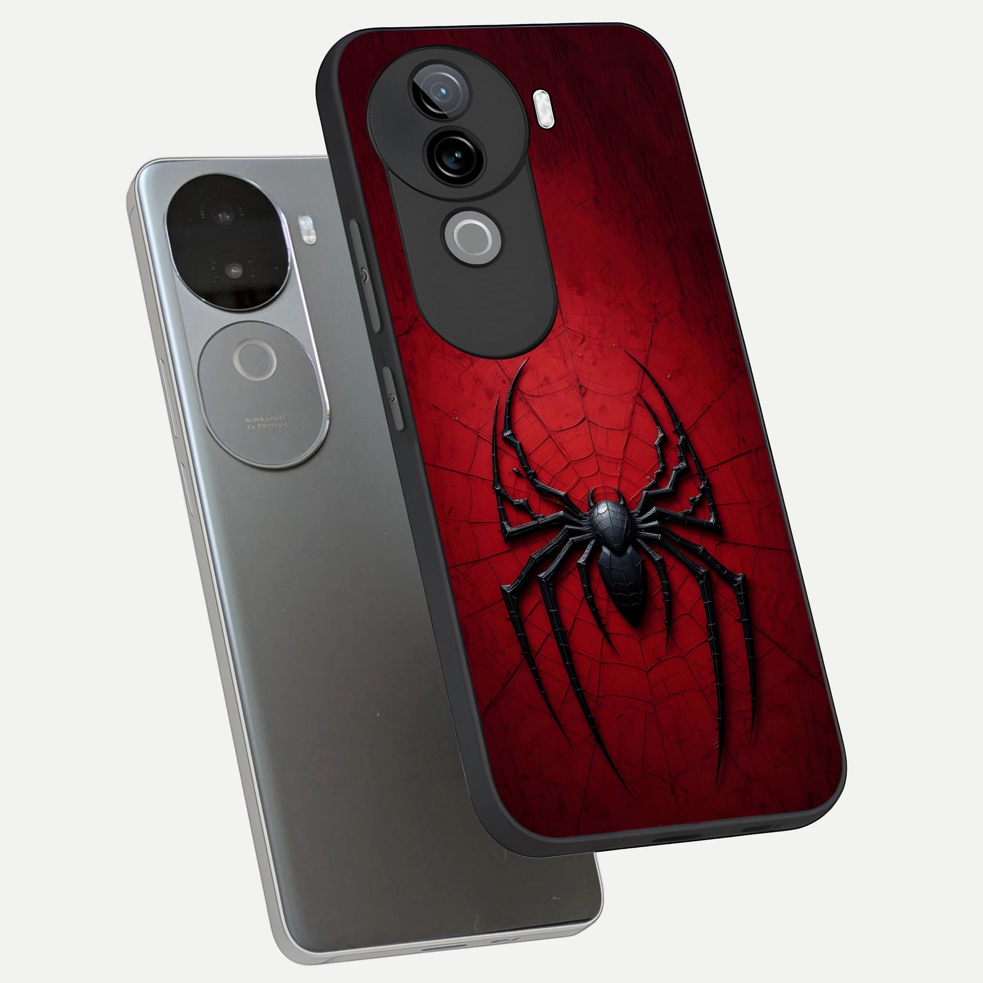  Superhero Web Emblem phone case for iQOO Z9s showing premium glass back cover with detailed artwork