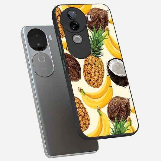  Tropical Fruit Mood phone case for iQOO Z9s showing premium glass back cover with detailed artwork