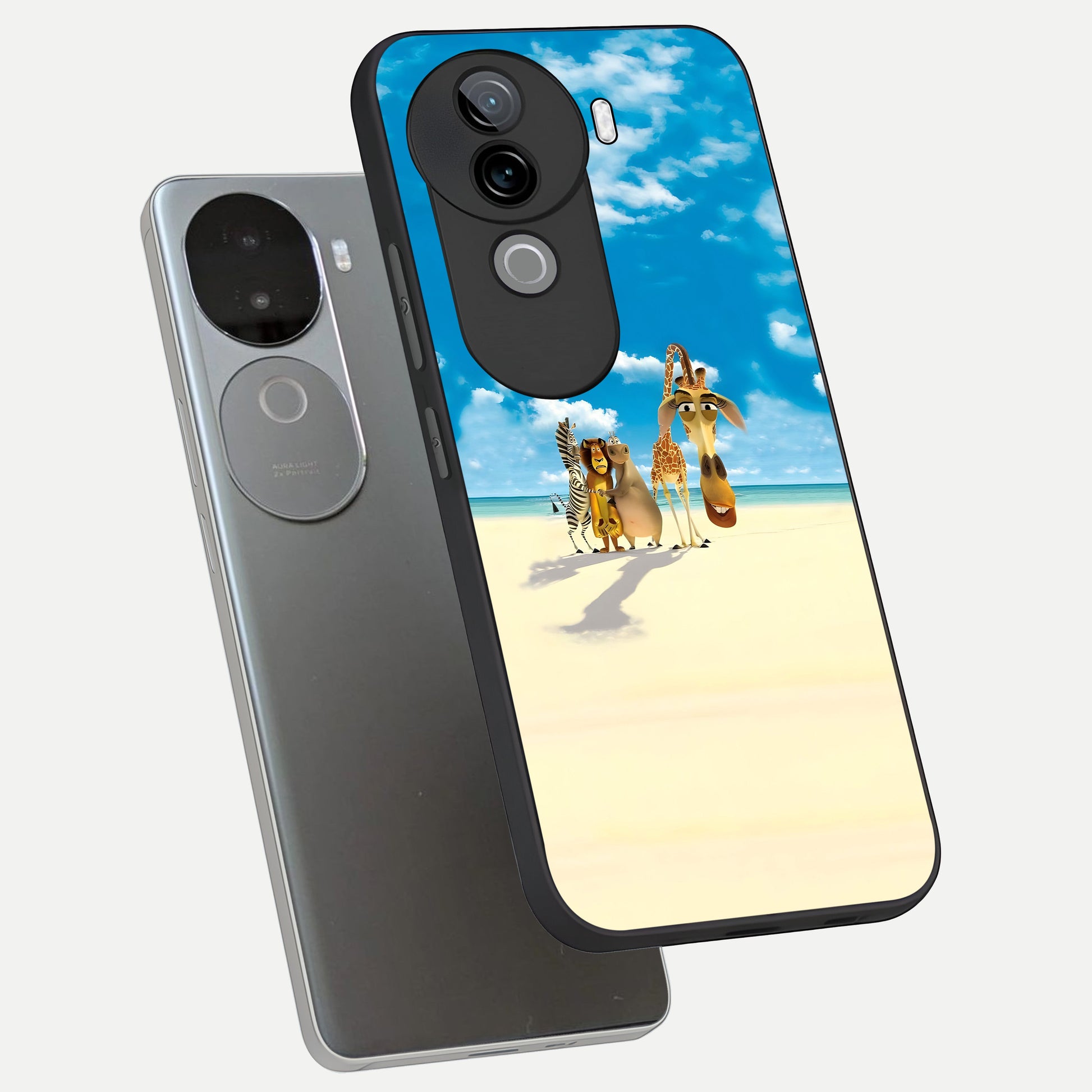  Tropical Fun Squad phone case for iQOO Z9s showing premium glass back cover with detailed artwork
