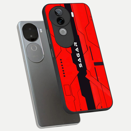  Voltage Rise CYBERPUNK Custom Name phone case for iQOO Z9s showing premium custom name glass back cover