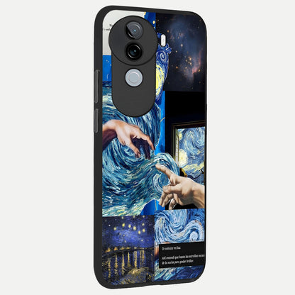  Aesthetic Vando Hands back cover for iQOO Z9s slim fit glass case with vibrant aesthetic design