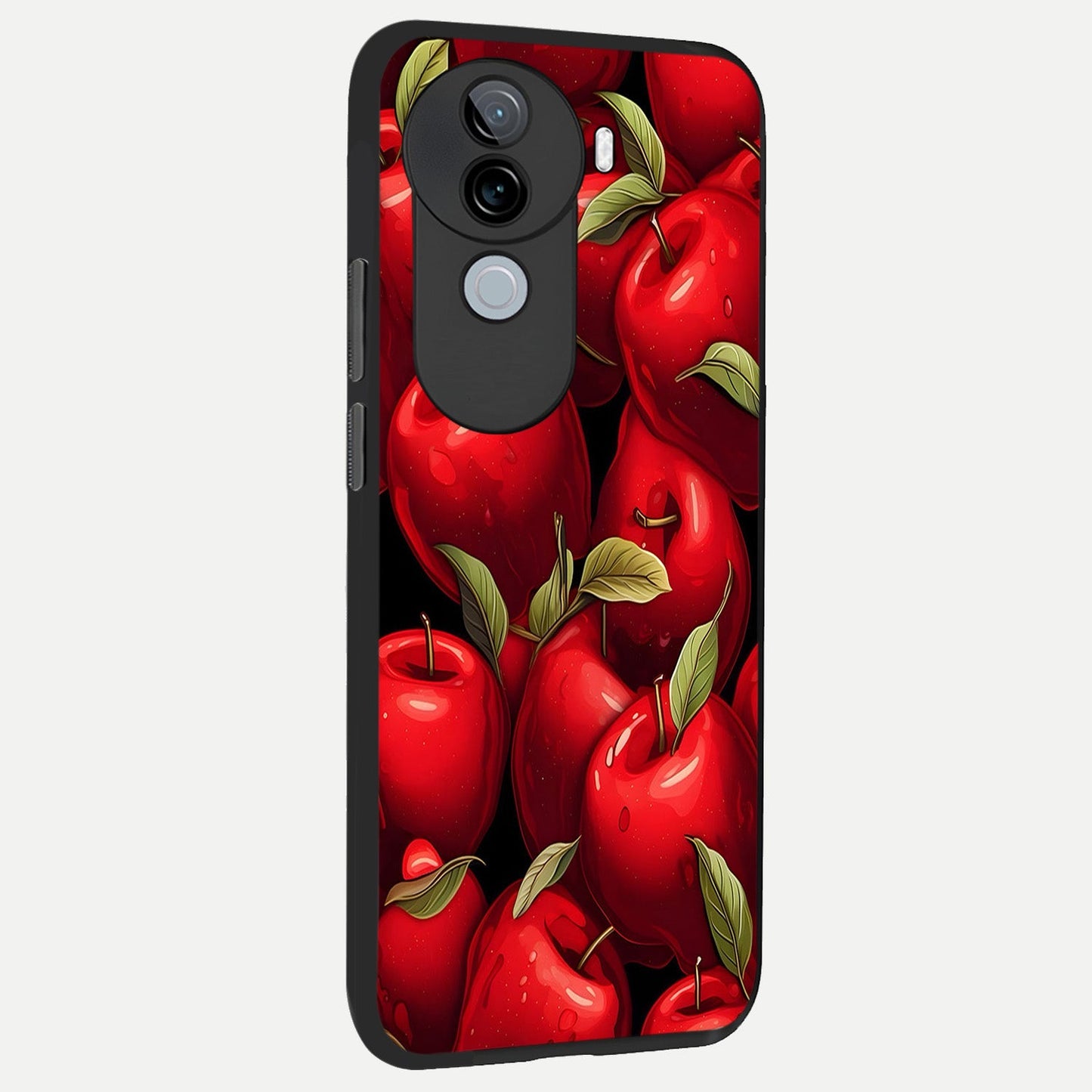  Apple Pattern back cover for iQOO Z9s slim fit glass case with vibrant aesthetic design