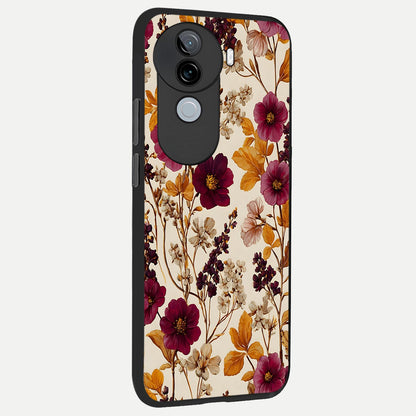  Autumn Wine Bloom back cover for iQOO Z9s slim fit glass case with vibrant aesthetic design