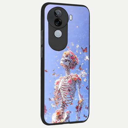  Bloom Beyond Bones back cover for iQOO Z9s slim fit glass case with vibrant aesthetic design
