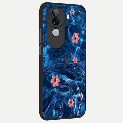  Bloom Thread Art back cover for iQOO Z9s slim fit glass case with vibrant aesthetic design