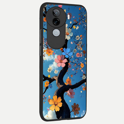  Blossom Dream Sky back cover for iQOO Z9s slim fit glass case with vibrant aesthetic design