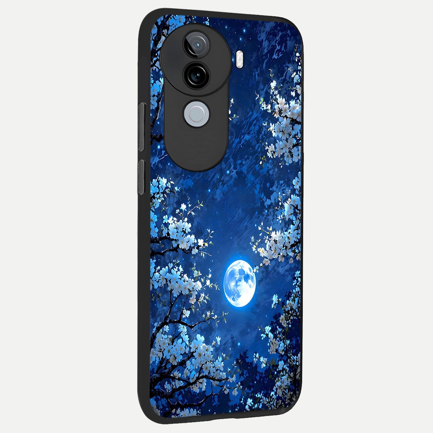  Blossom Moonlight Sky back cover for iQOO Z9s slim fit glass case with vibrant aesthetic design