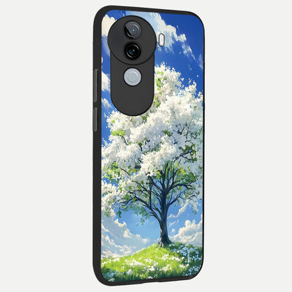  Blossom Sky Serenity back cover for iQOO Z9s slim fit glass case with vibrant aesthetic design