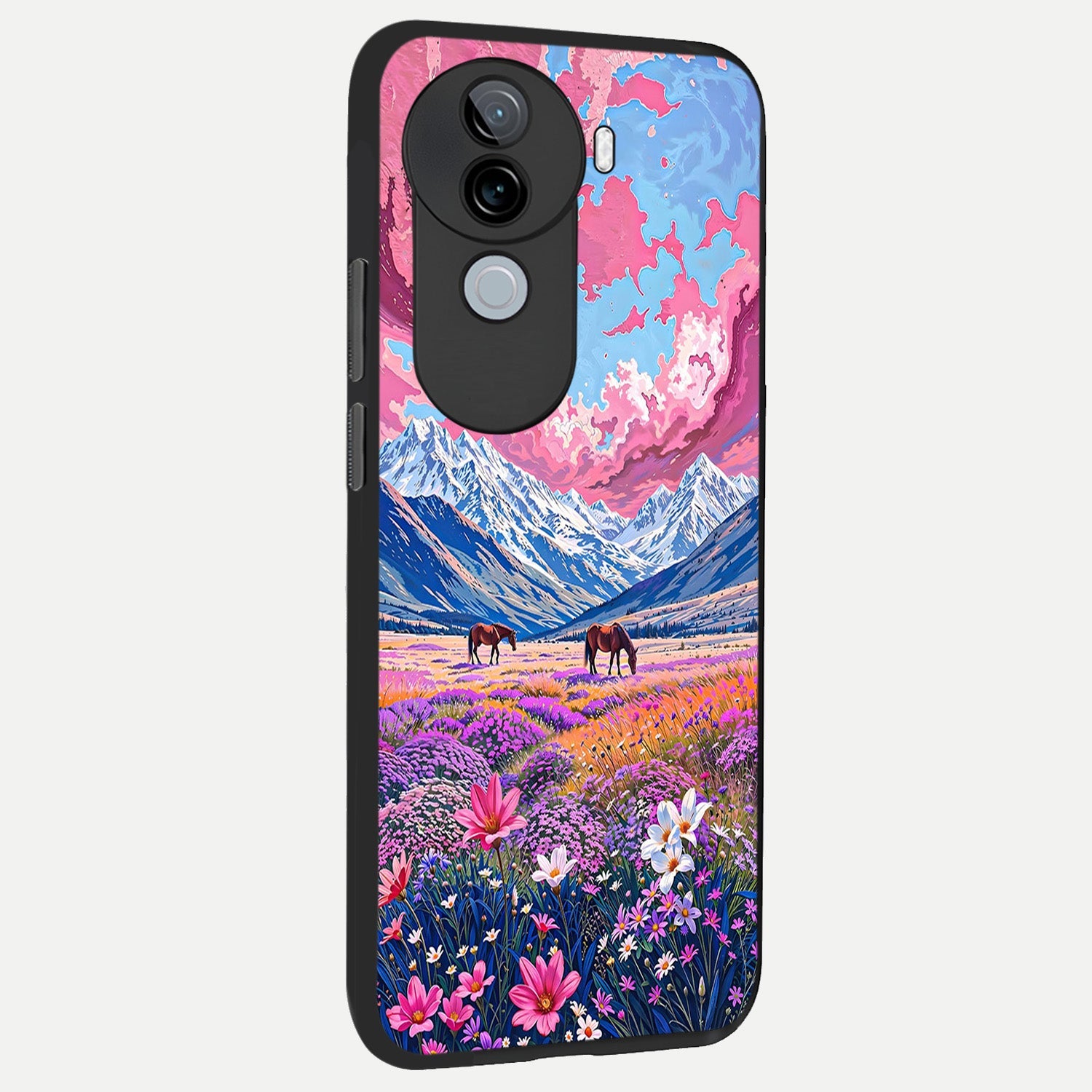 Blossom Valley Dream back cover for iQOO Z9s slim fit glass case with vibrant aesthetic design