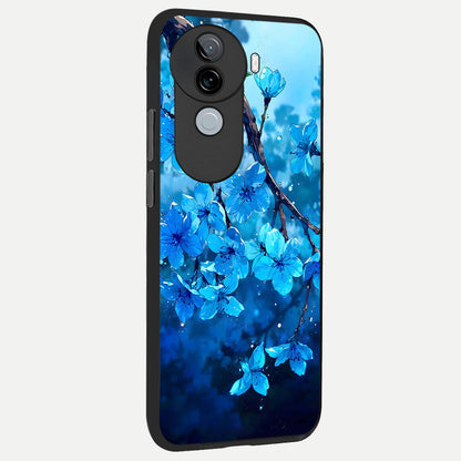  Blue Blossoms Branch back cover for iQOO Z9s slim fit glass case with vibrant aesthetic design