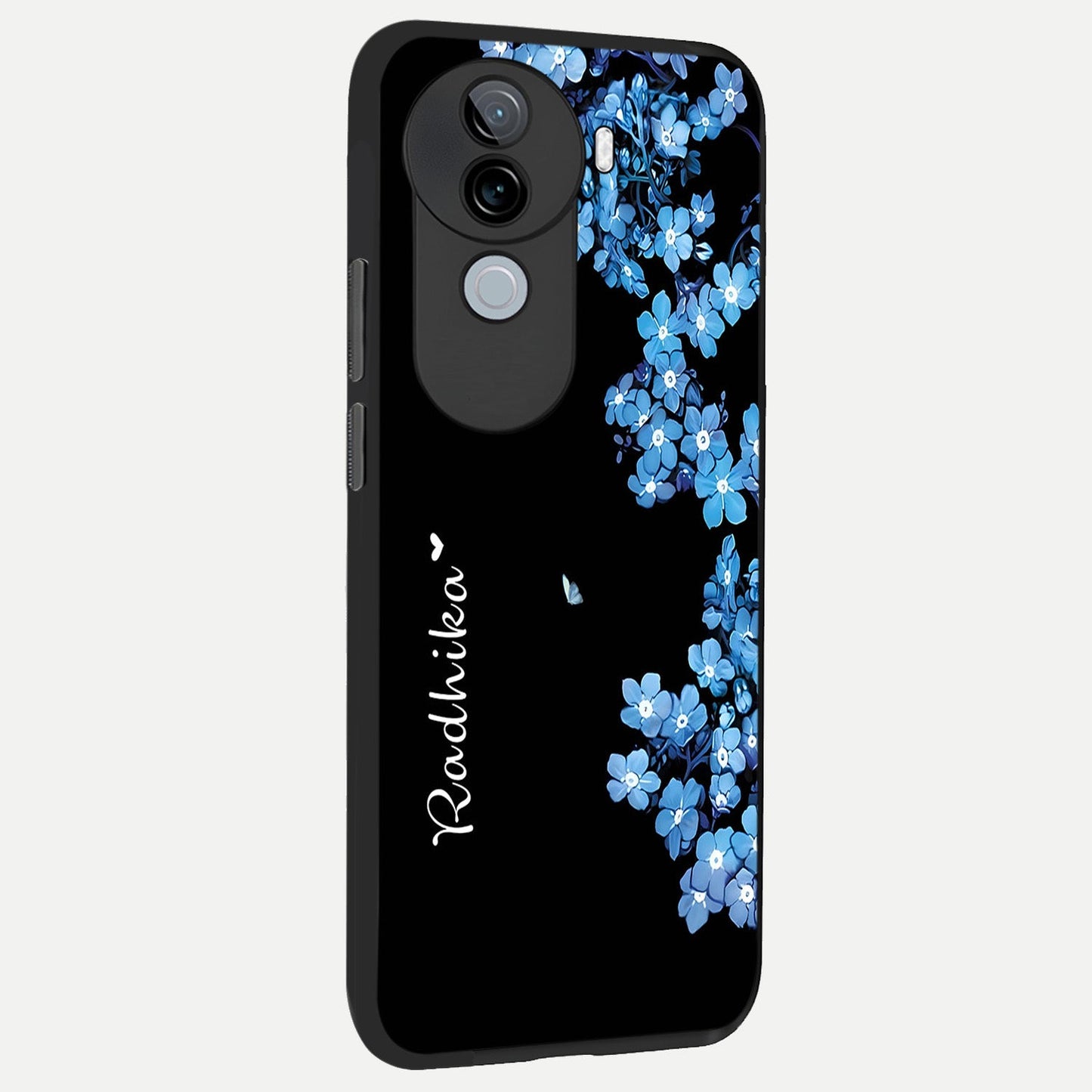  Blue Petal Dream Custom Name back cover for iQOO Z9s slim fit glass case with vibrant aesthetic design