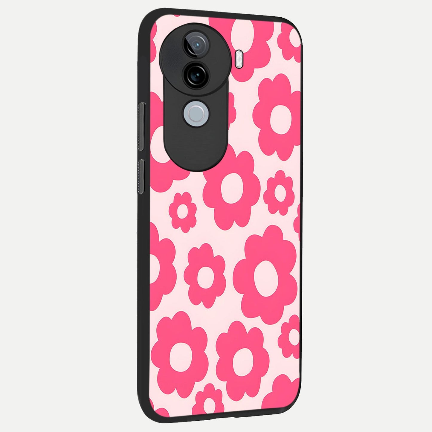  Blush Flower Pop back cover for iQOO Z9s slim fit glass case with vibrant aesthetic design