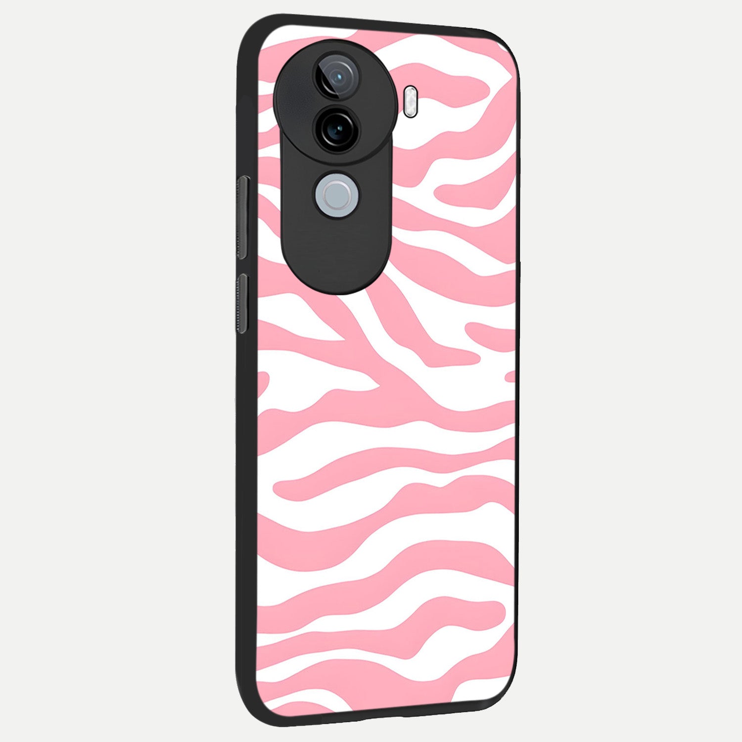  Blush Zebra Flow back cover for iQOO Z9s slim fit glass case with vibrant aesthetic design