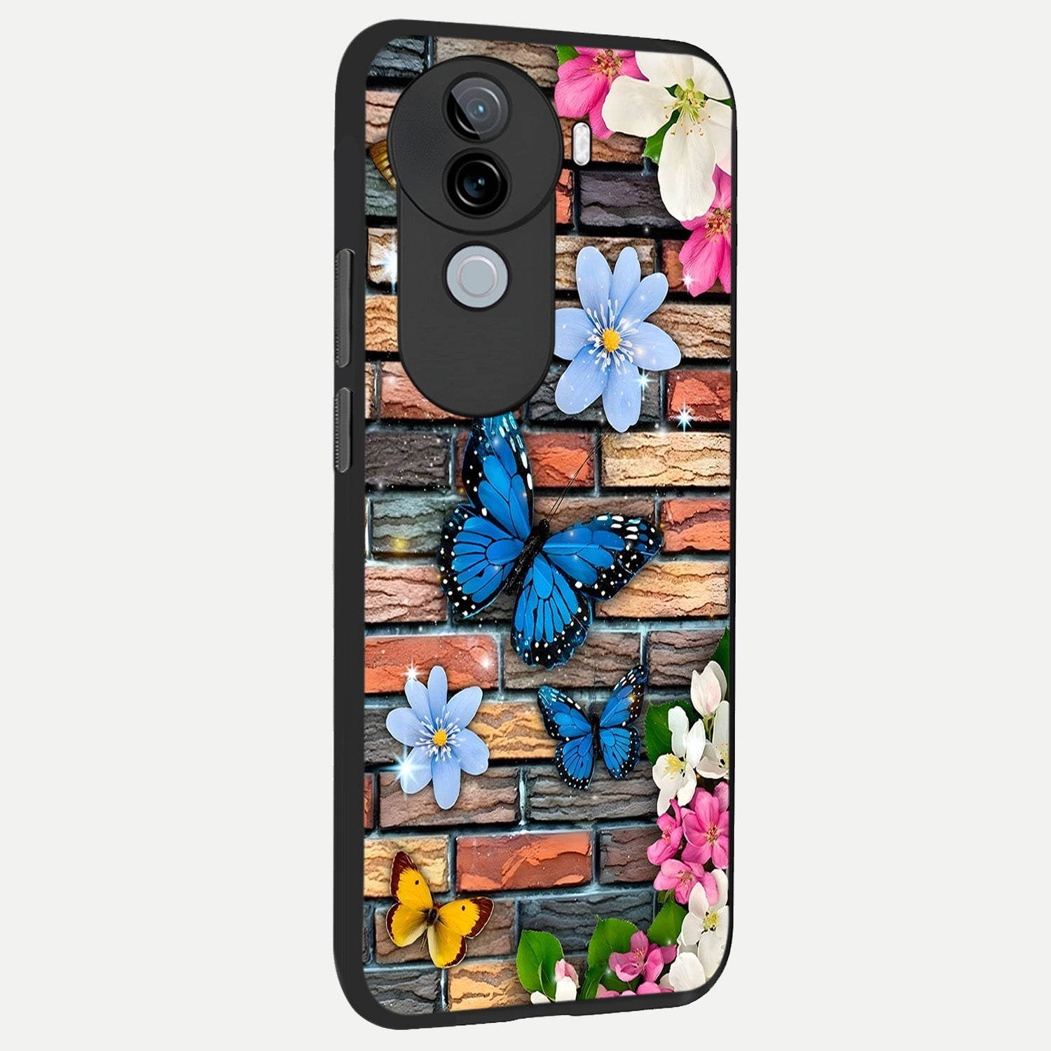  Brick Bloom Flight back cover for iQOO Z9s slim fit glass case with vibrant aesthetic design
