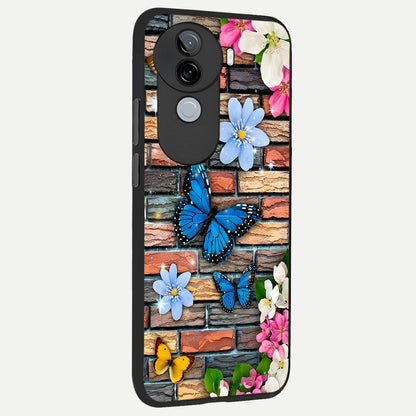 Brick Bloom Flight back cover for iQOO Z9s slim fit glass case with vibrant aesthetic design