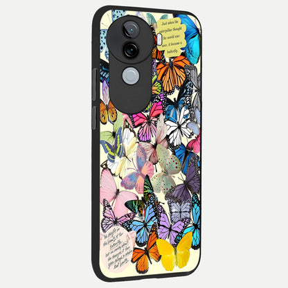  Butterflies Petal Dream back cover for iQOO Z9s slim fit glass case with vibrant aesthetic design