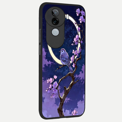  Celestial Bird Blossom back cover for iQOO Z9s slim fit glass case with vibrant aesthetic design
