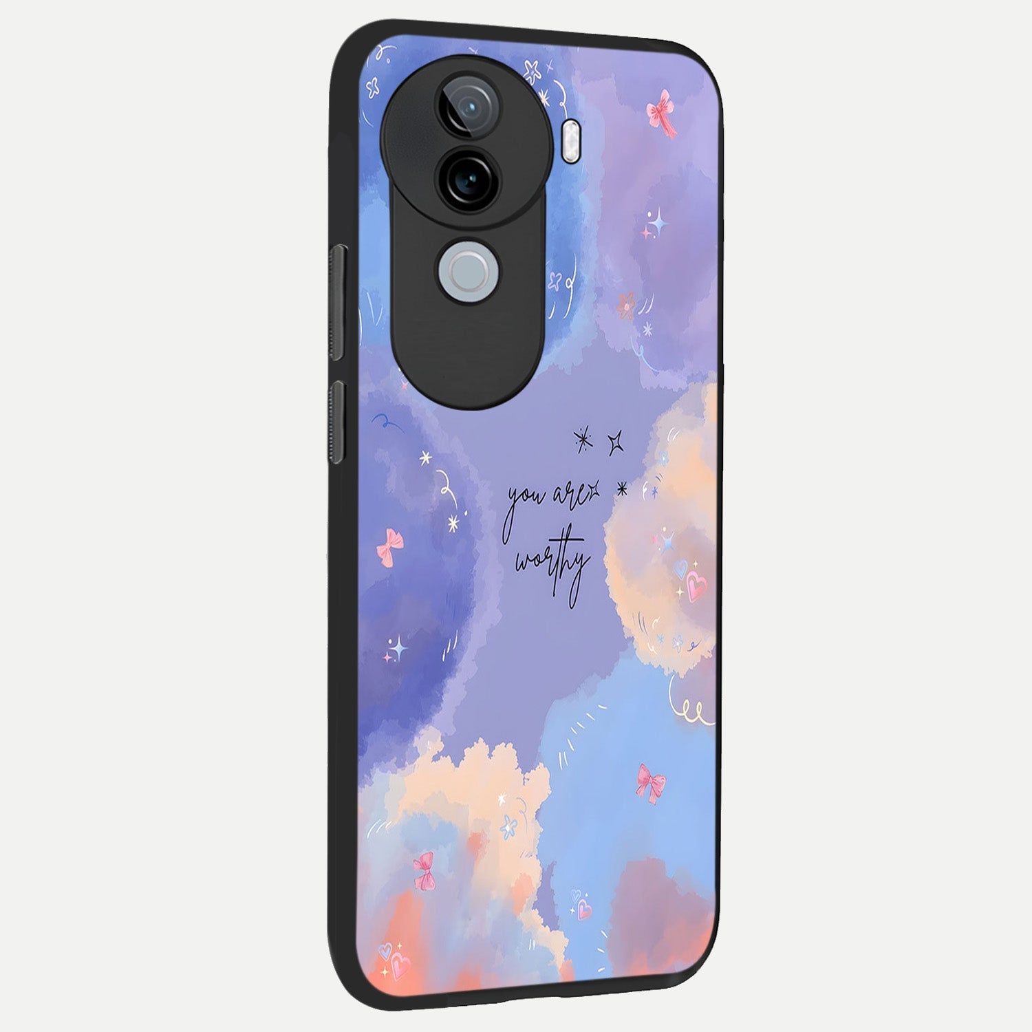  Celestial Cloud Magic back cover for iQOO Z9s slim fit glass case with vibrant aesthetic design