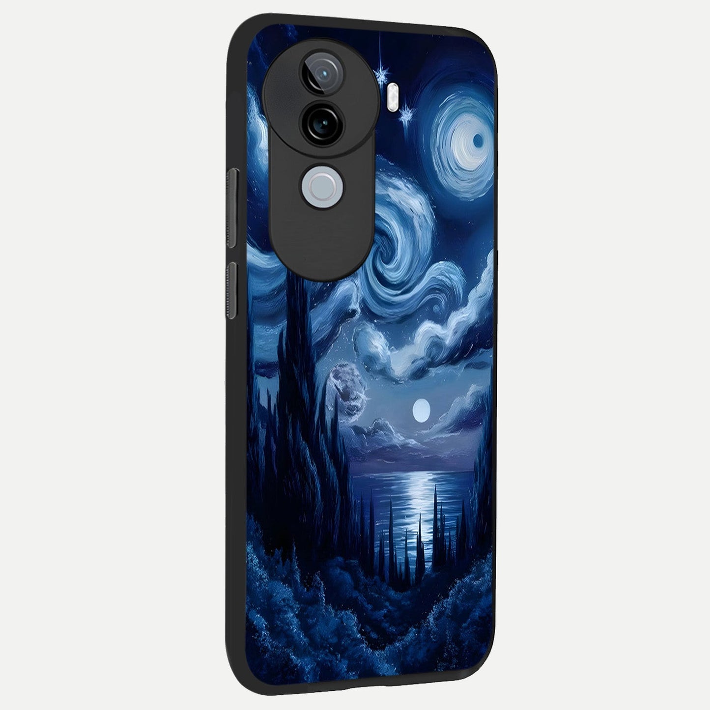 Celestial Dream Van Gogh back cover for iQOO Z9s slim fit glass case with vibrant aesthetic design