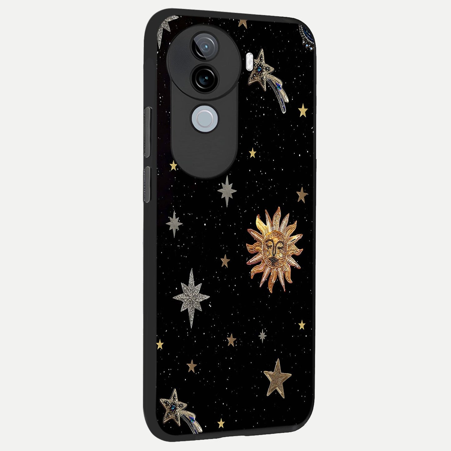  Celestial Moon With Stars back cover for iQOO Z9s slim fit glass case with vibrant aesthetic design