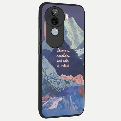  Celestial Mountain Calm back cover for iQOO Z9s slim fit glass case with vibrant aesthetic design