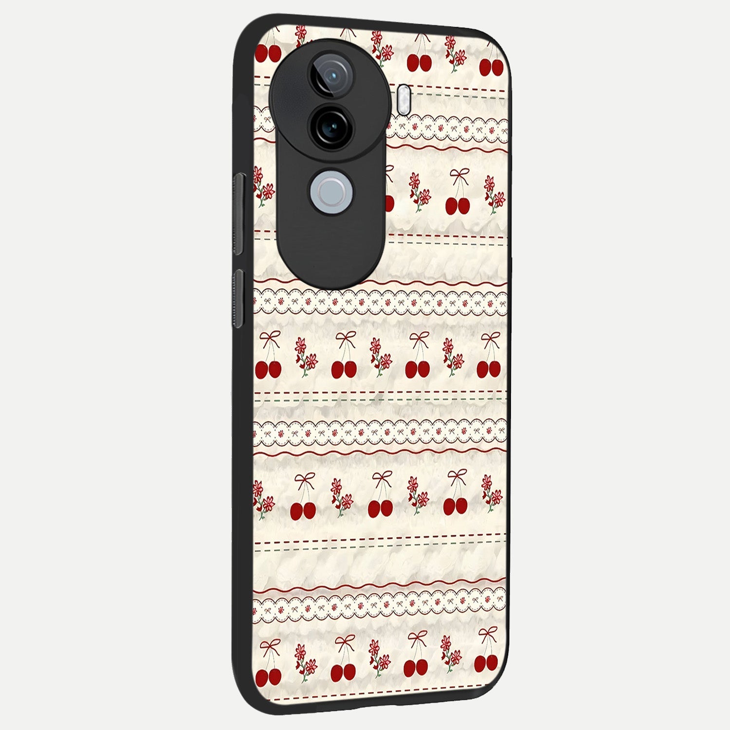  Cherry Bloom Charm back cover for iQOO Z9s slim fit glass case with vibrant aesthetic design