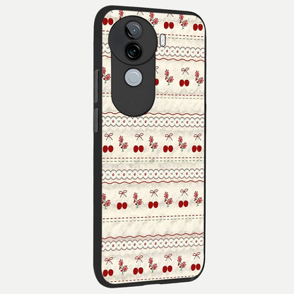  Cherry Bloom Charm back cover for iQOO Z9s slim fit glass case with vibrant aesthetic design